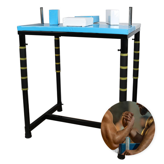 INNOLIFE Professional Arm Wrestling Battle Table, Arm Strength Training Equipment Competition Training Arm Wrestling Table for Use in Home Gym, Blue & White