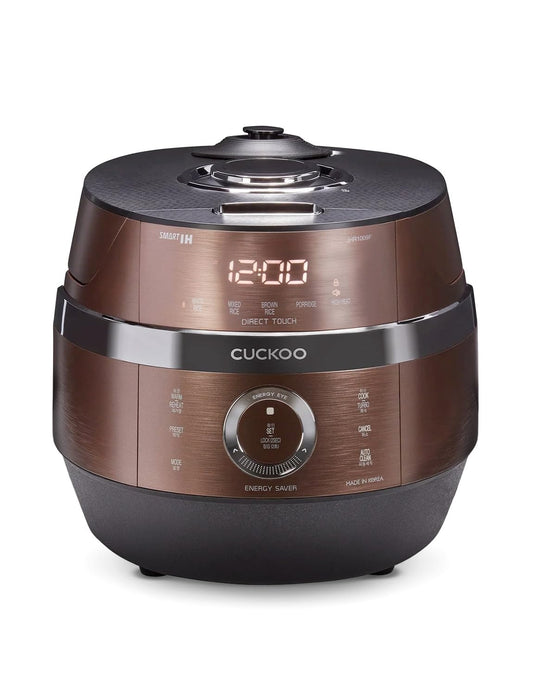CUCKOO CRP-JHR1009F | 10-Cup (Uncooked) Induction Heating Pressure Rice Cooker | 19 Menu Options, Auto-Clean, Voice Guide, Made in Korea | Copper