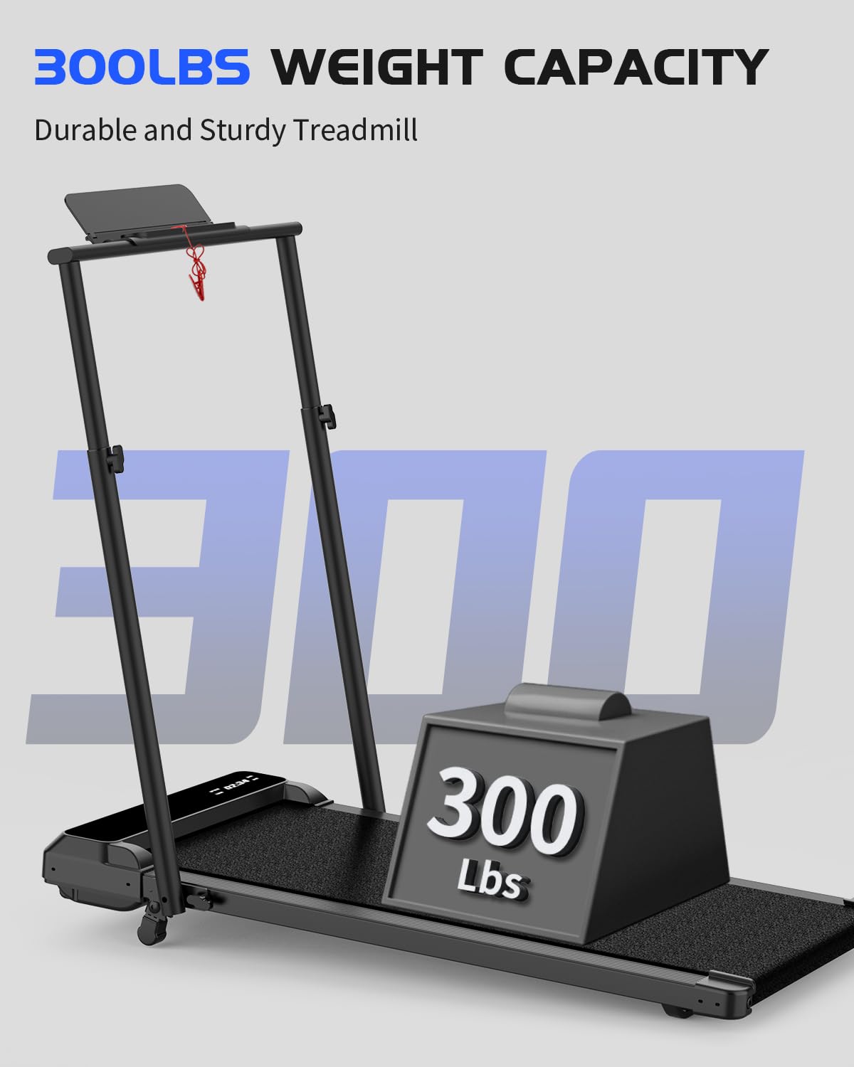 Walking Pad Treadmill with Incline, 300lbs Portable Compact Under Desk Treadmill, 3 in 1 Foldable Walking Pad with Handle Bar for Home Small Office,with Remote Control and LED Display
