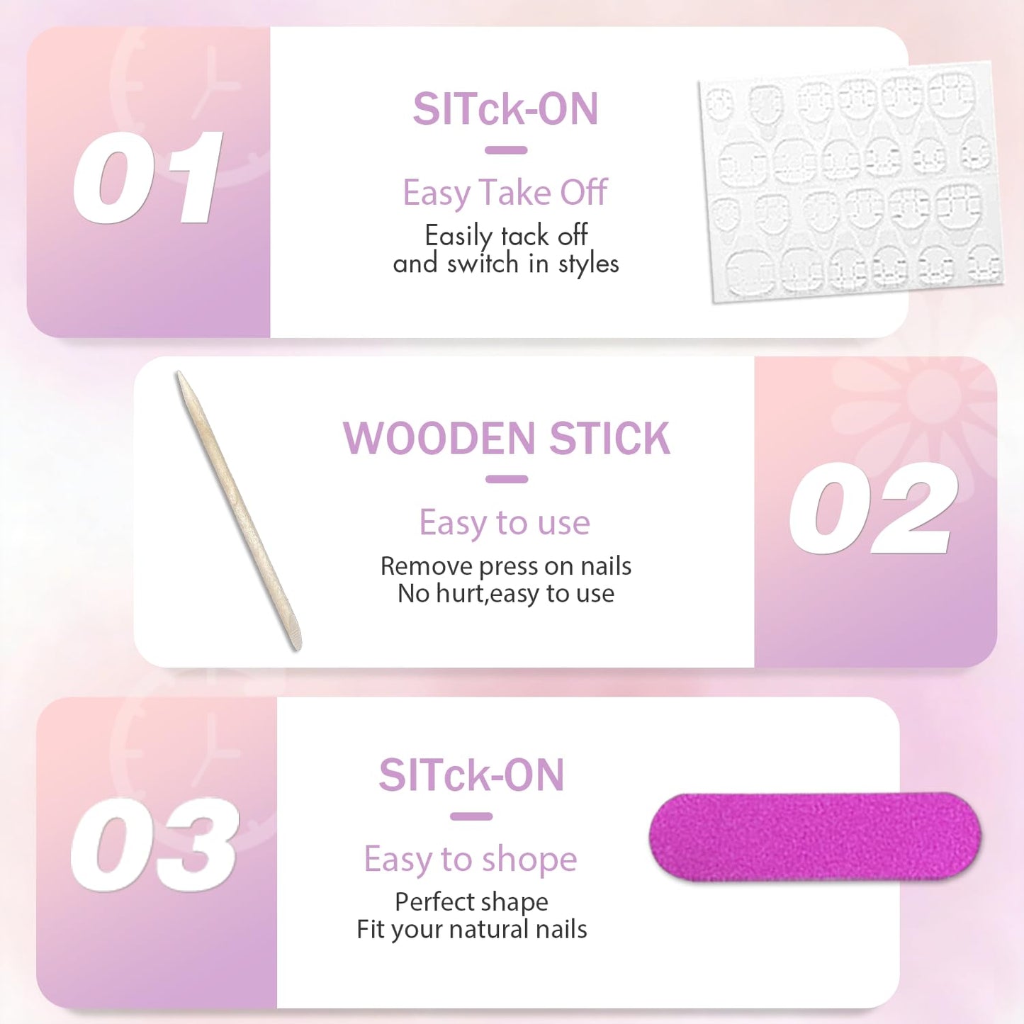 KQueenest Cat Eye Press On Nails Short - Light Pale Pink Press On Nails Square, 30 Pcs 15 Sizes Sparkly Glitter Fake Nails Press ons, Thick Quality, Reusable Small Glue on Nail for Women Summer