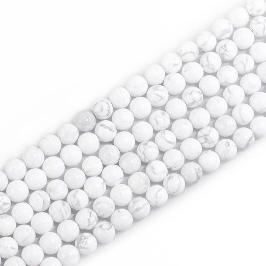 10mm Natural Gemstone Round Loose Beads for Jewelry Making White Howlite Chakra Crystal Stone Beads for Bracelets Necklace Earring Making Supplies (35-38pcs/Strand)