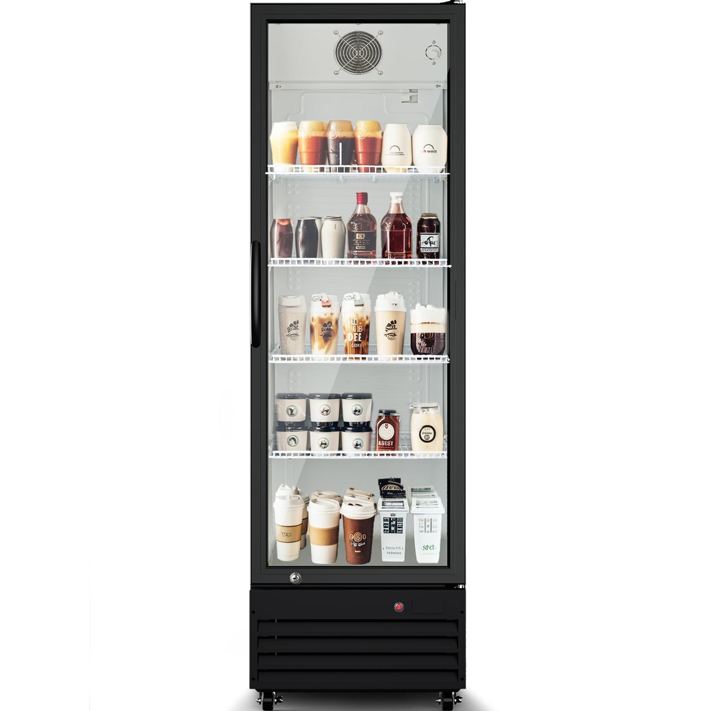 BODEGACOOLER Commercial Beverage Refrigerator with Glass Door,12.5 Cu.Ft Display Merchandiser Drink Refrigerator,Upright Commercial Bar Fridge,Display Drink Cooler,Soft LED Light,Romovable Shelves