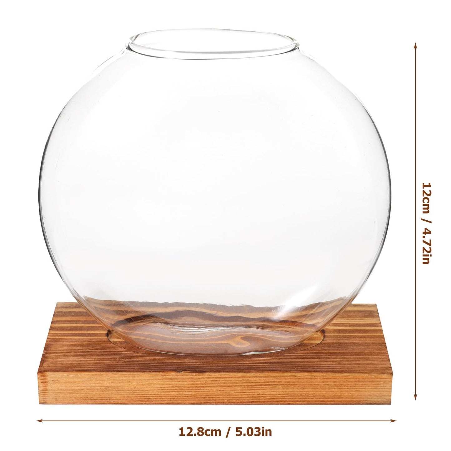 ABOOFAN Glass Hydroponic Flower Planter with Wood Base, Desktop Glass Vase for Home and Office Decor, Hydroponic Plant Terrarium Decoration