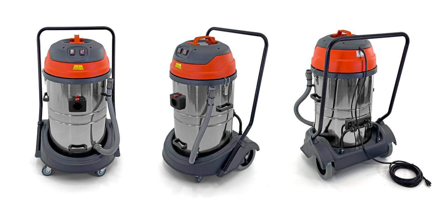 Industrial Wet/Dry Vacuum Cleaner | 2 Motors | 2000 Watt Power | 225 CFM | 21-Gallon Capacity JM773
