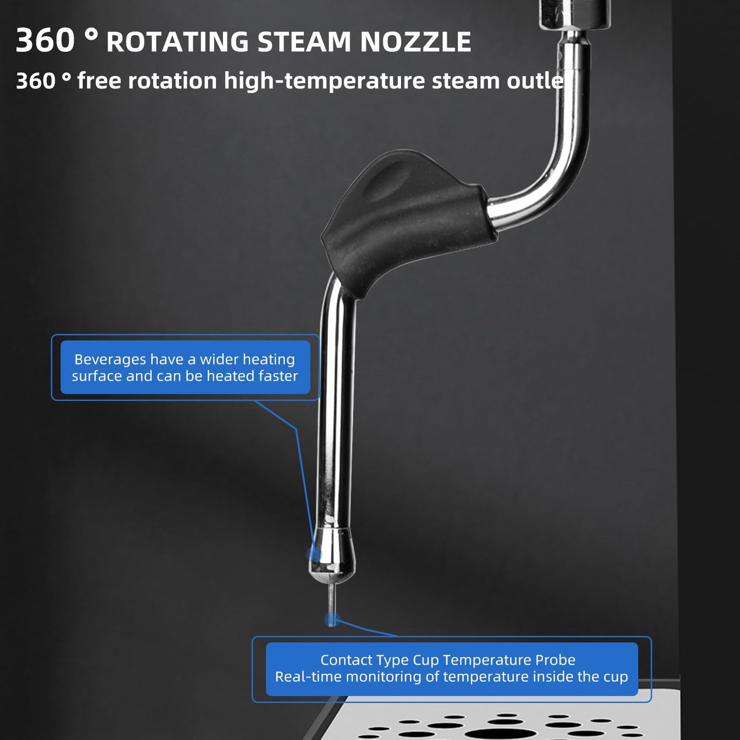 VorChef Commercial Milk Frother, 2200W 110V Automatic Steam Machine Electric Steam Milk Frothing Machine Coffee Milk Foam Machine Steamer for Tea Coffee Shop Black