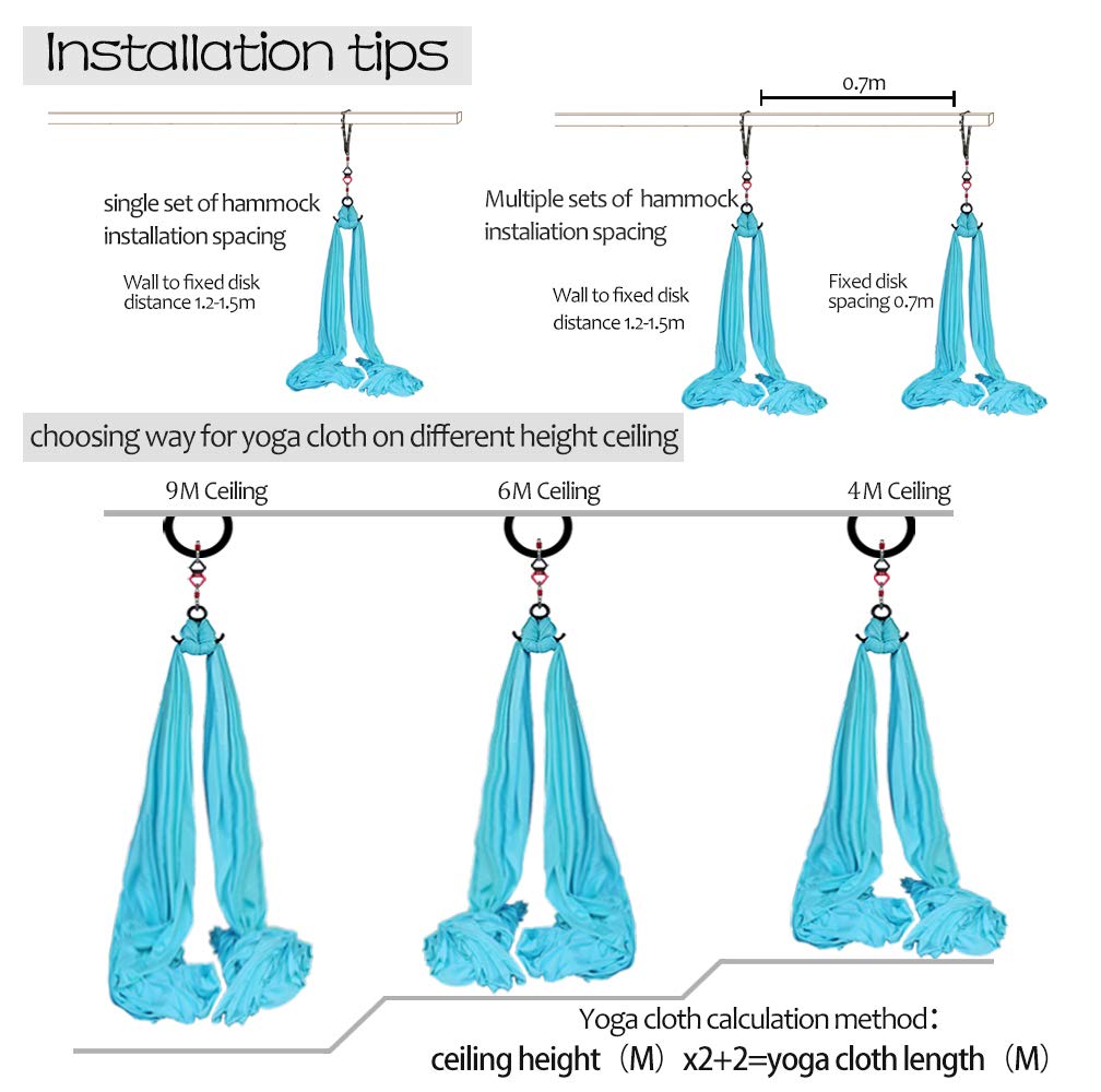 Aerial Silks Deluxe Equipment Set for Aerial Yoga, Aerial Yoga Hammock, Aerial Acrobatic,Circus Arts, Aerial Dance(L:10m W:2.8m (Wine Red)