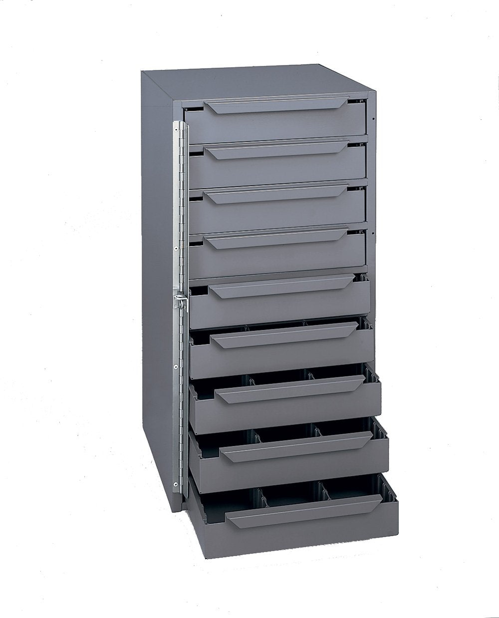 Durham 611-95 Gray Welded Steel Cabinet, 12-5/8" Width x 24-1/2" Height x 12-1/8" Depth, 9 Drawers