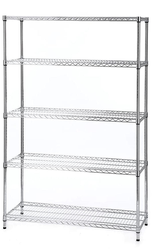 Regal Altair 14'' Deep x 36'' Wide x 72'' High 5 Tier Chrome Wire Shelving Unit | NSF Commercial Storage Rack Kit
