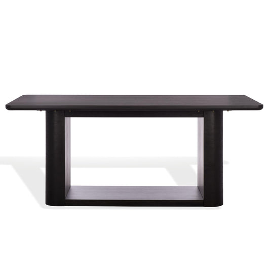 SAFAVIEH Home Collection - Howard Black Oak Wood Dining Table, Modern Rectangle Pedestal Base, Contemporary Design (SFV7250B)