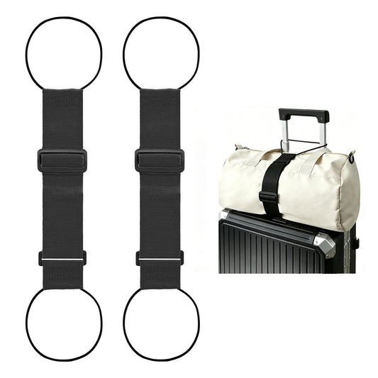 Multi Use Strong Adjustable Luggage Connector Straps for Suitcases,2 Pack Flexible Luggage Accessories Elastic Fastening Bag Strap (Black)