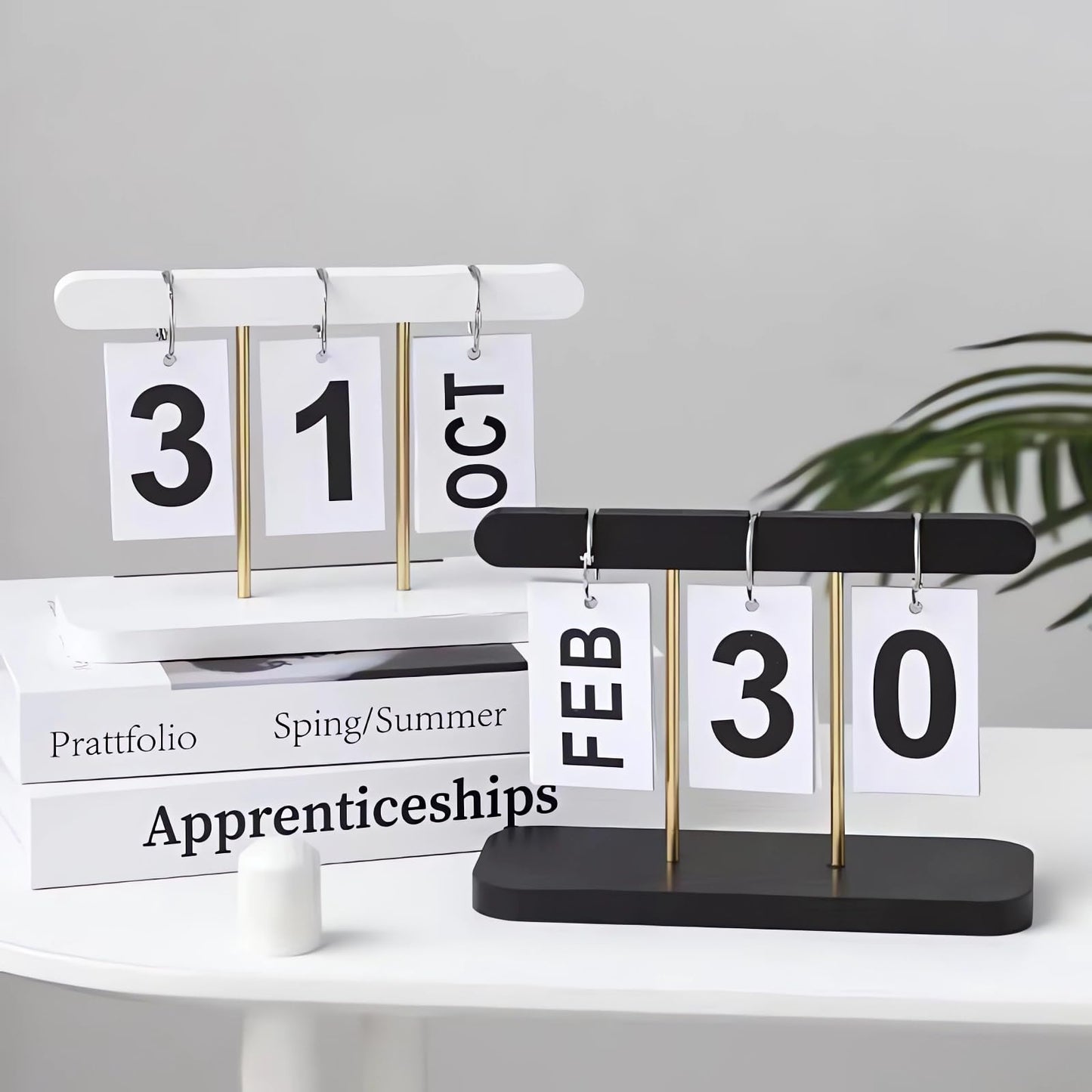 SUPTEC Perpetual Daily Flip Calendar for Desk 2026 Reusable Office Desktop Decor Home Accessories Photography Props (White)