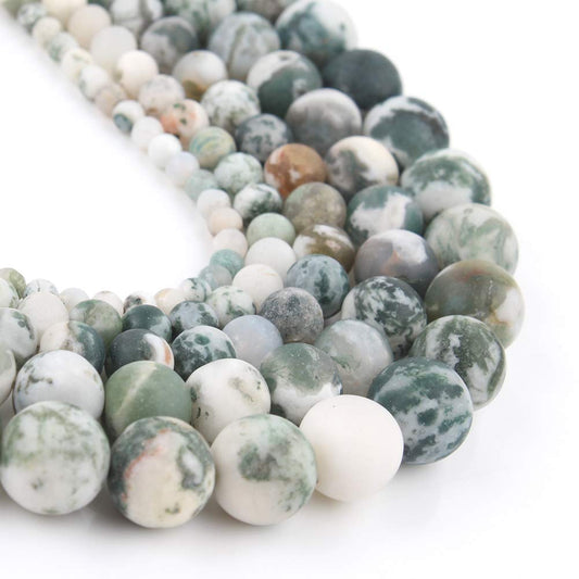 Song Xi Frosted Tree Agate Stone Beads 8mm Natural Stone Beads for Jewelry Making Gemstone Beads