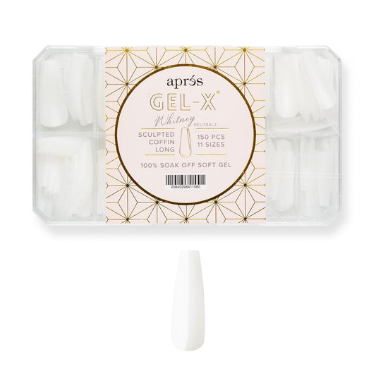 Apres Neutrals Gel-X Whitney Box Of Nail Tips, 11 Sizes 00-9, Soft Gel Tip Box (150pcs) (Sculpted Coffin Long, 150)