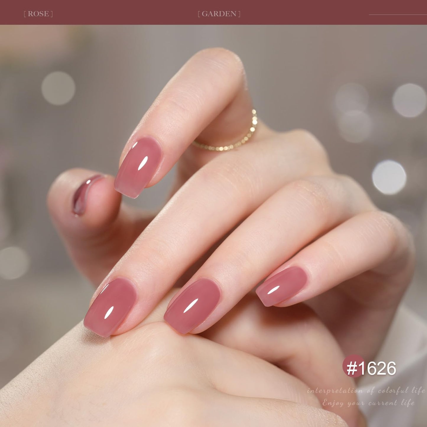 GAOY Gel Nail Polish Kit with UV Light for Beginners, 6 Colors Sheer Nude Red Pink Brown, Gel Polish Kit with Top and Base Coat for Salon and Nail Art DIY at Home, Rose Garden