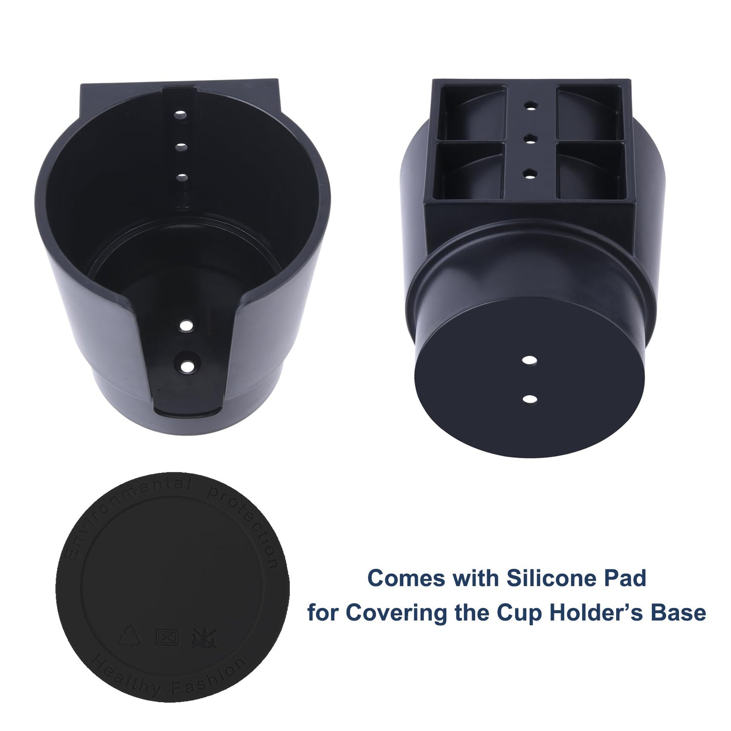 Universal Large Desk Cup Holder Clamp on, Heavy Duty Plastic Drink Holder for Table, Porch Swing, Patio Chair, Clip On Anti-Spill Bottle Holder for Most Cups, Bottles, Cans, Tumbles, Black, Pack of 1