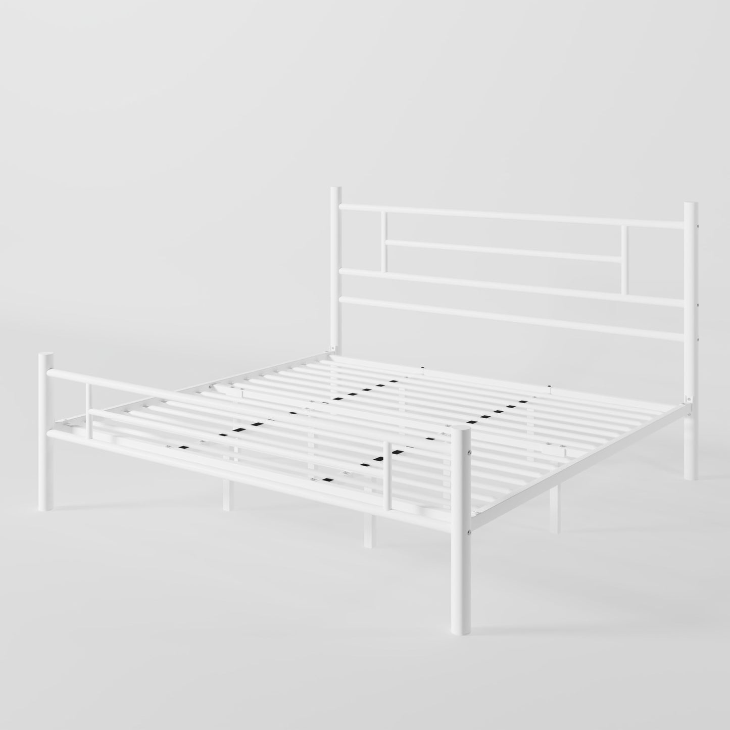 Allewie 14 Inch King Size Metal Platform Bed Frame with Headboard and Footboard, Underbed Storage, Strong Metal Slats Support, Mattress Foundation, No Box Spring Needed, Easy Assembly, White
