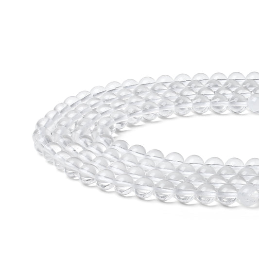 NUKAYAI Clear Quartz Beads 60Pcs Natural Crystal Beads 8mm Round Stone White Bead Smooth Loose Beads for Bracelet Necklace DIY Earrings Making