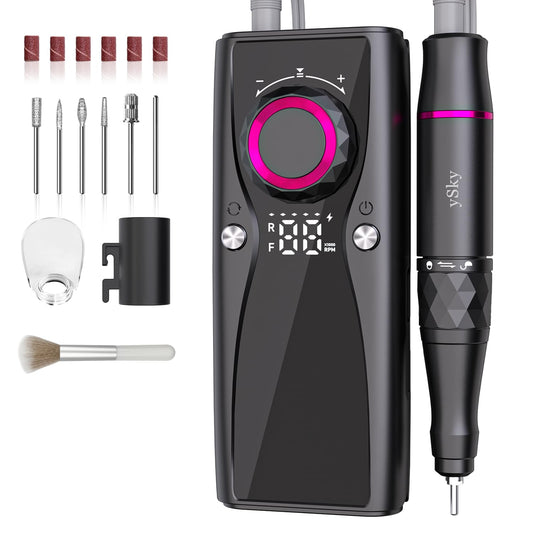 Electric Nail Files, 45000 RPM Professional Nail Drill for Acrylic Nails Gel, Adjustable Speed E File for Nails, Cordless Rechargeable Nail Drill Kit for Manicure Salon Home