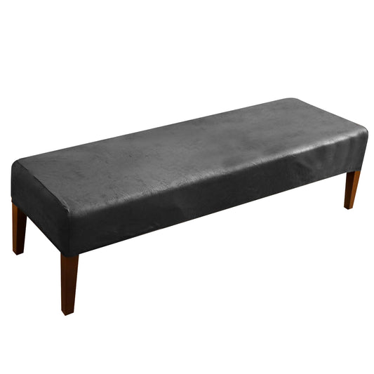 EVOLLER Leather Look Bench Cover 60 inch Long for Dining Room Black 5ft Stretch Bed Bench Seat Slipcover for Bedroom Rectangle Washable-Leather Look Black