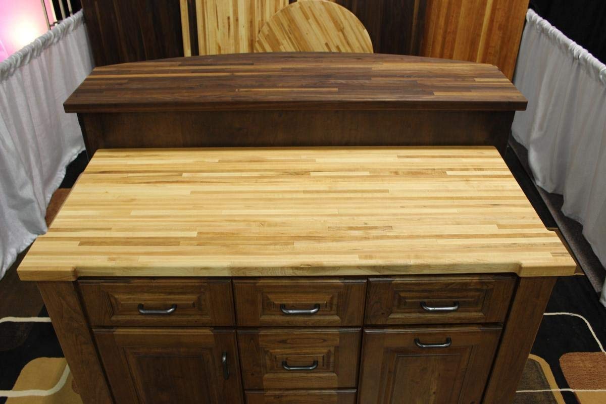 Maple Butcher Block Top - 1.5" Thick - Unfinished - Great for Countertops, Desks, Laundry folding tables, Workbench tops, Cutting Boards, and More - Made in the US by FJ Tops (30" x 48")