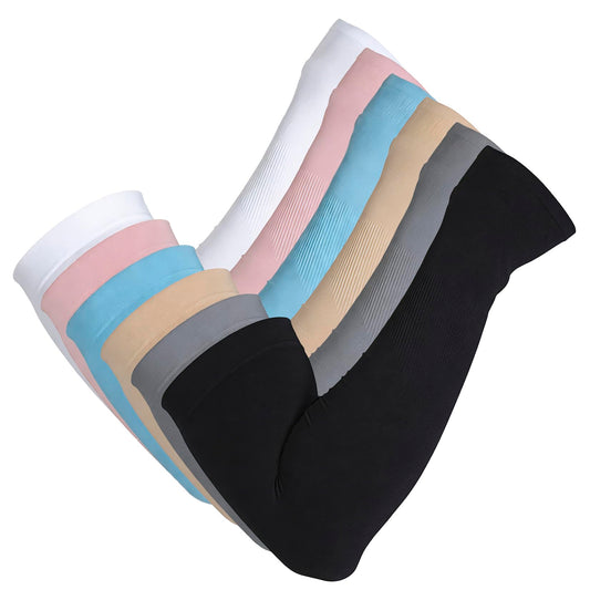 6 Pairs UV Protection Arm Sleeves for Men Women Cooling Compression Sleeves with Tattoo Cover Up Elasticity Sun Sleeve with Anti-Slip Cuffs for Football Work & Outdoor Sports Breathable Sweat-Wicking
