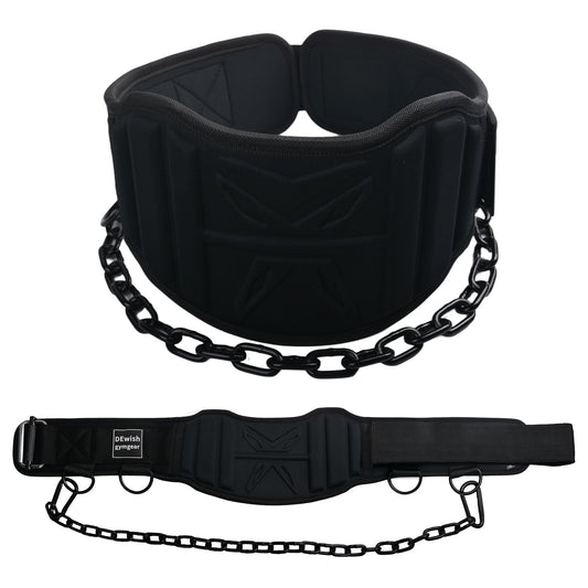 2-in-1 Weightlifting Belt & Dip Belt with 41 IN Steel Chain for Pull Up,Added Weight Training (Black, L(35"-39"))