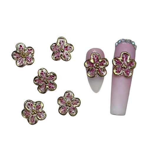 Set 10Pcs Gel 3D Flowers Rose Chrome Nails Charms Handmade by Gel, Design For Medium & Long Nail 3D Flower For Nail Art Floral Salon Decor For Women Girls (Clear Rose Chrome Apricot-Large 10PCs)