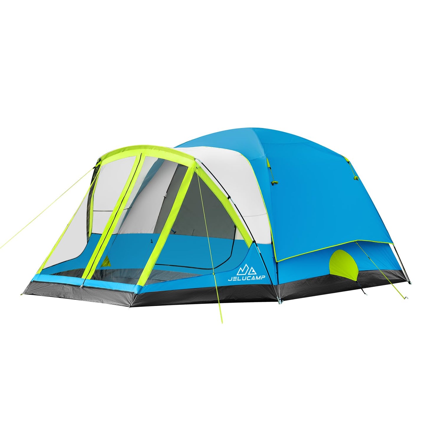 JELUCAMP 6/8 Person Large Waterproof Family Tents for Camping, Screened Camping Tent with Screen Porch, Bug-Free Relaxation & Easy Setup, Includes Rainfly & Carry Bag, Blue