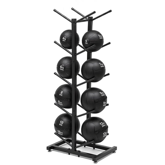 Sintuff Medicine Ball Rack Storage Metal Durable Tree Holds 10 Slam Balls up to 11 Inch Diameter Vertical Gym Organizer Stand Holder for Organized Gym Fitness Studio Commercial Equipment Storage Black