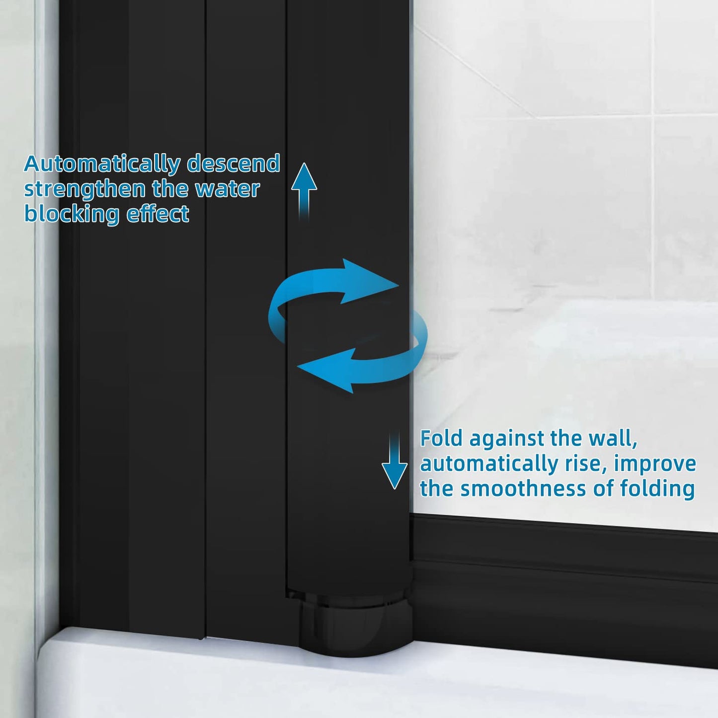 SUNNY SHOWER Adjustable 27.5-29 in. W x 72 in. H Frameless Pivot Shower Door, Matte Black Hardware Finish, Certified Clear Tempered Glass Shower Enclosure