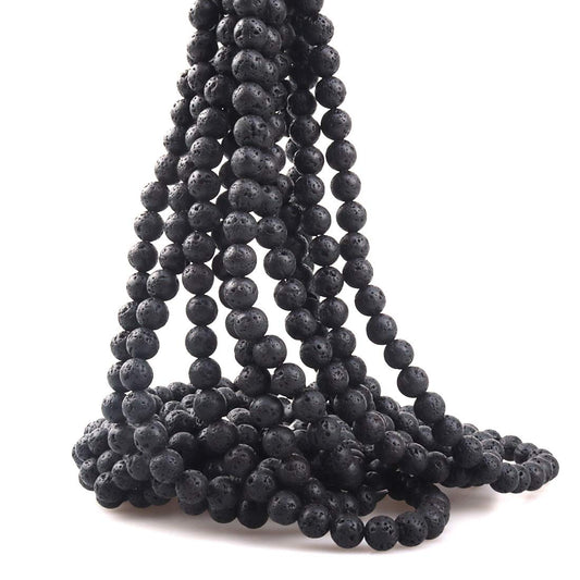 ICAI Beads 10mm Natural Volcanic Gemstone Round Loose Stone Beads for Jewelry Making DIY Crafts Design 1 Strand 15" APPR.34-36pcs