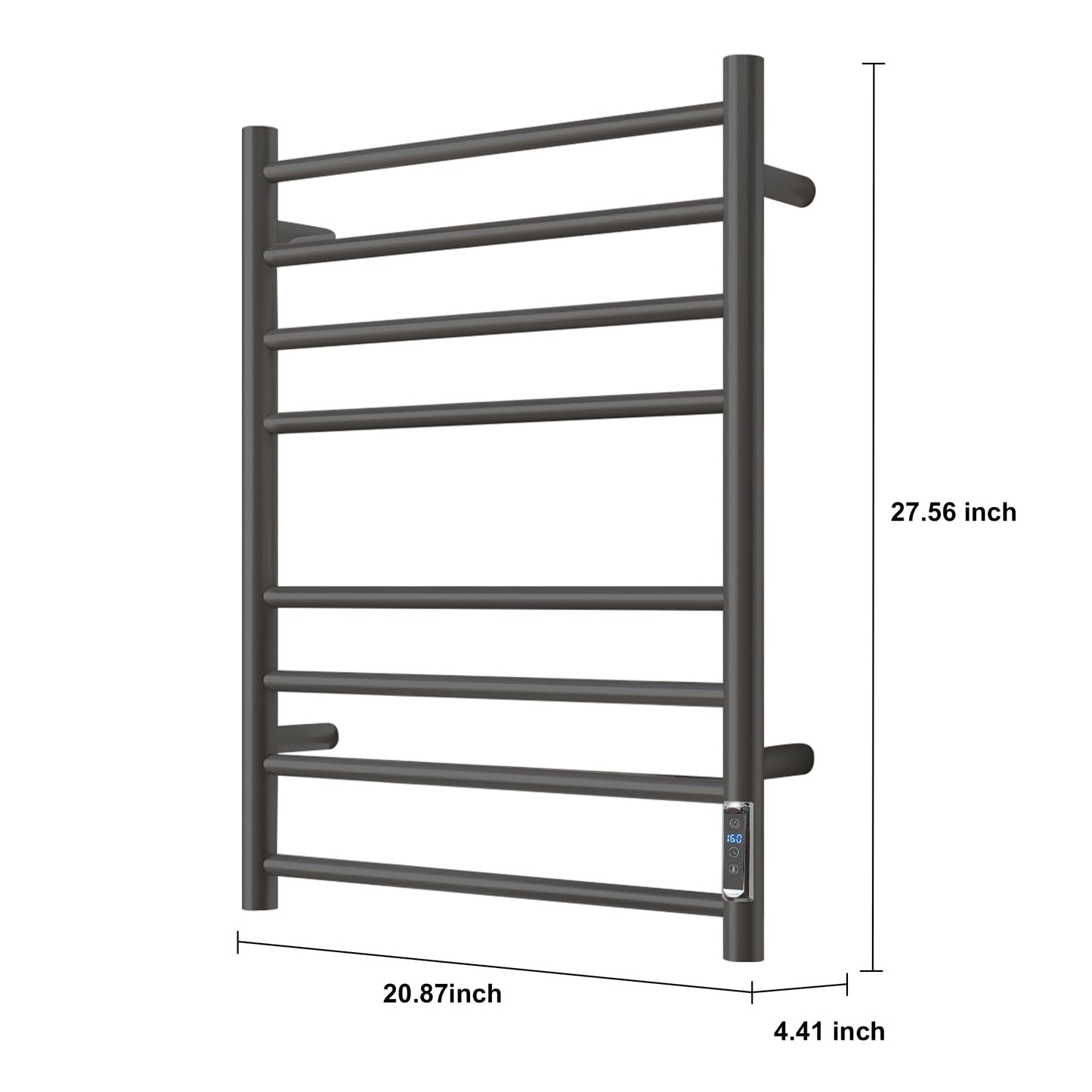 BLARALA Heated Towel Racks for Bathroom, Wall Mounted Electric Towel Warmer Racks with Timer & Temperature Control, 8 Bar Stainless Steel Towel Heater for Bathroom, Matte Black, Plug-in