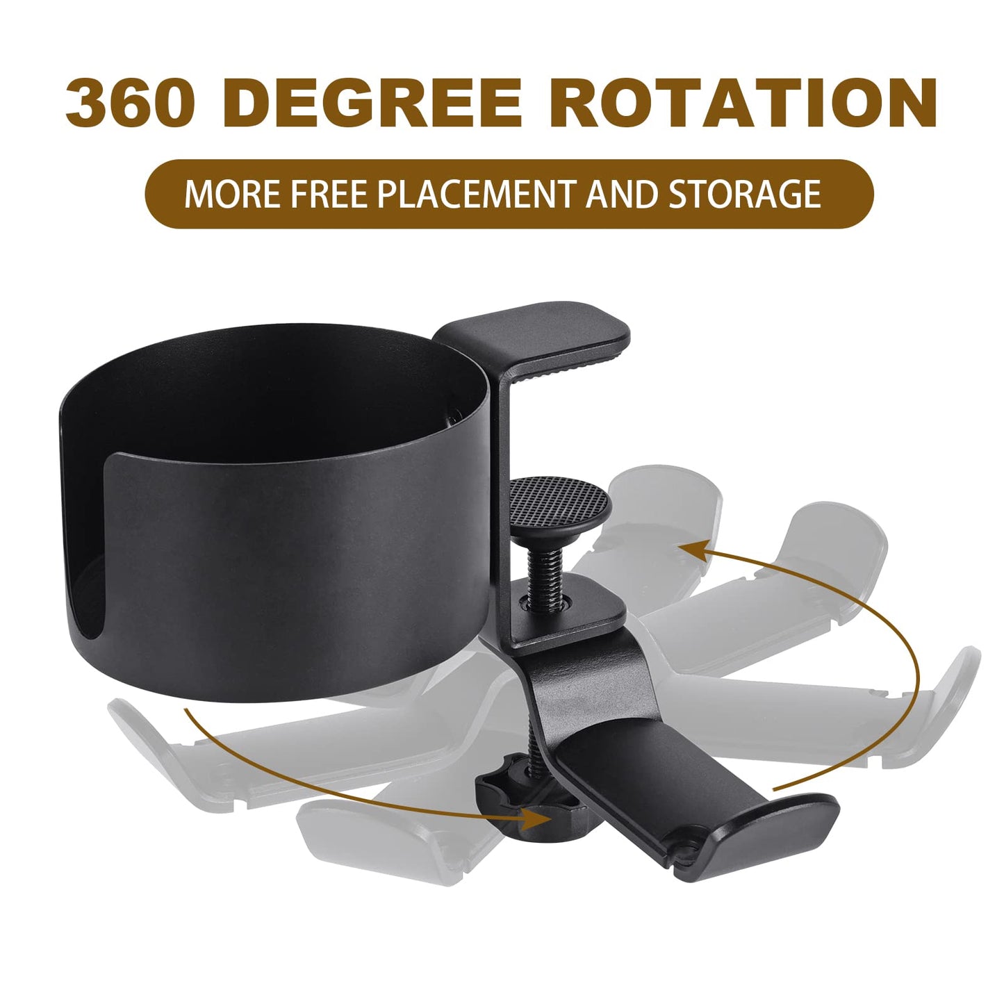 AirTaxiing Desk Cup Holder with Headphone Hanger - Anti-Spill Table Cup Holder for Water Bottles, Wheelchairs, Workstations, Gaming Desk Accessories