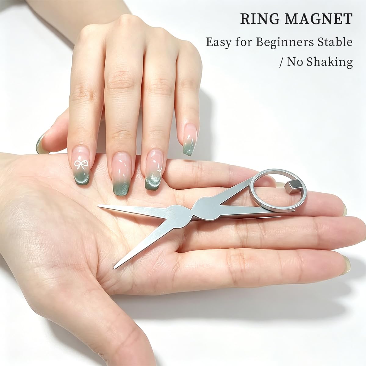2Pack Ring Cat Eye Magnet for Nails – Strong 2-in-1 Set with Stabilizer Tool, Y-Shaped & Hollow Ring Magnet for Halo, French, Wide Beam Effects, Portable Magnetic Nail Art Tool for Beginners & Pros