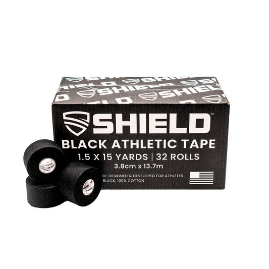 SHIELD Black Athletic Tape - 32-Roll Bulk Pack - 1.5 in x 15 yd