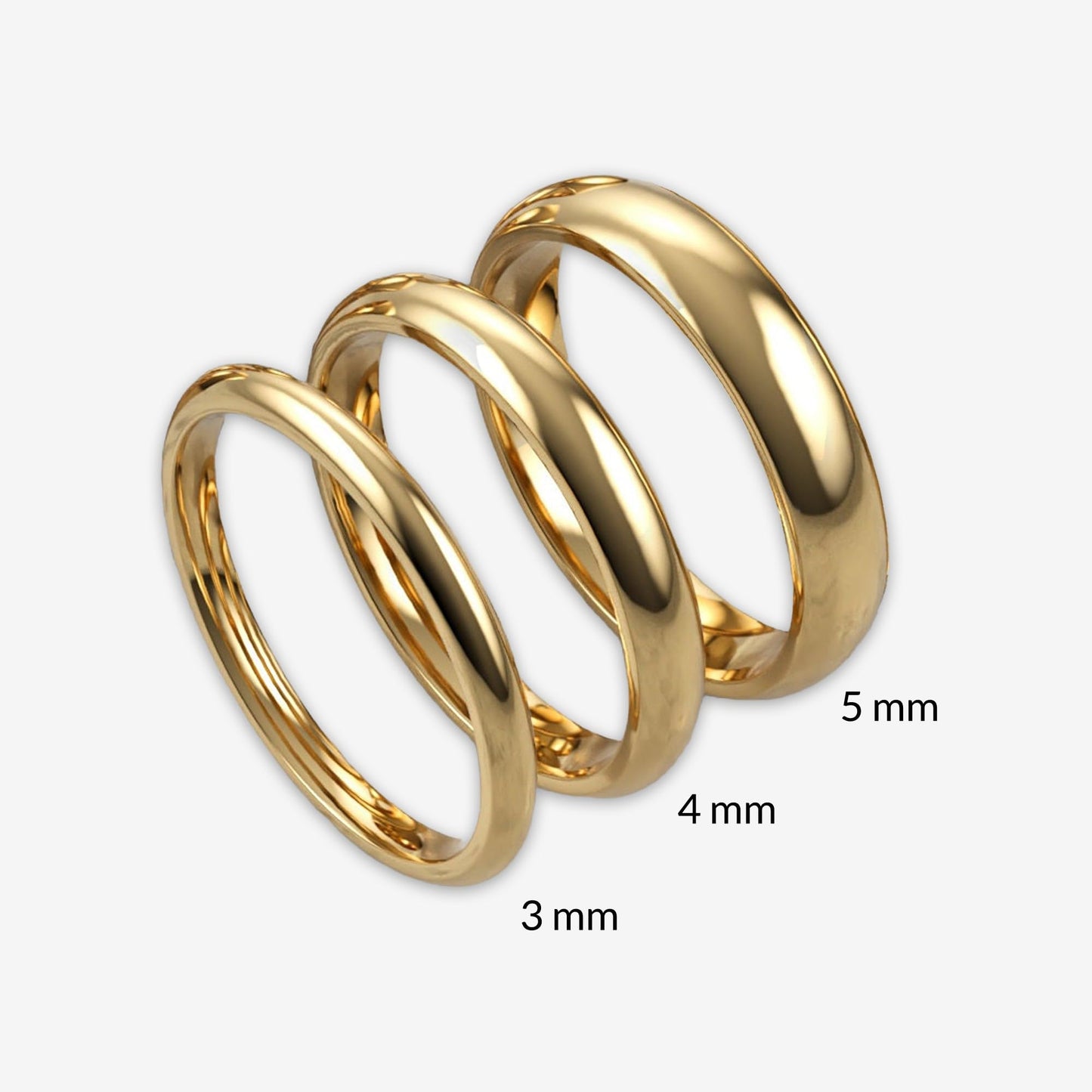 SHOP WGS 5mm 14K Solid Gold Wedding Band for Men & Women - Italian Real 14K Gold Plain Rings for Men - Solid Gold Wedding Bands Size 8