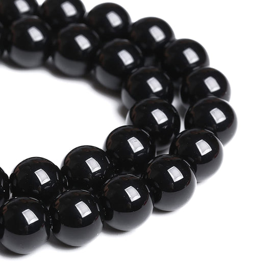 8mm 45PCS Natural Black Onyx Agate Round Loose Spacer Beads for Jewelry Making DIY Craft Bracelet 1 Strand 15"