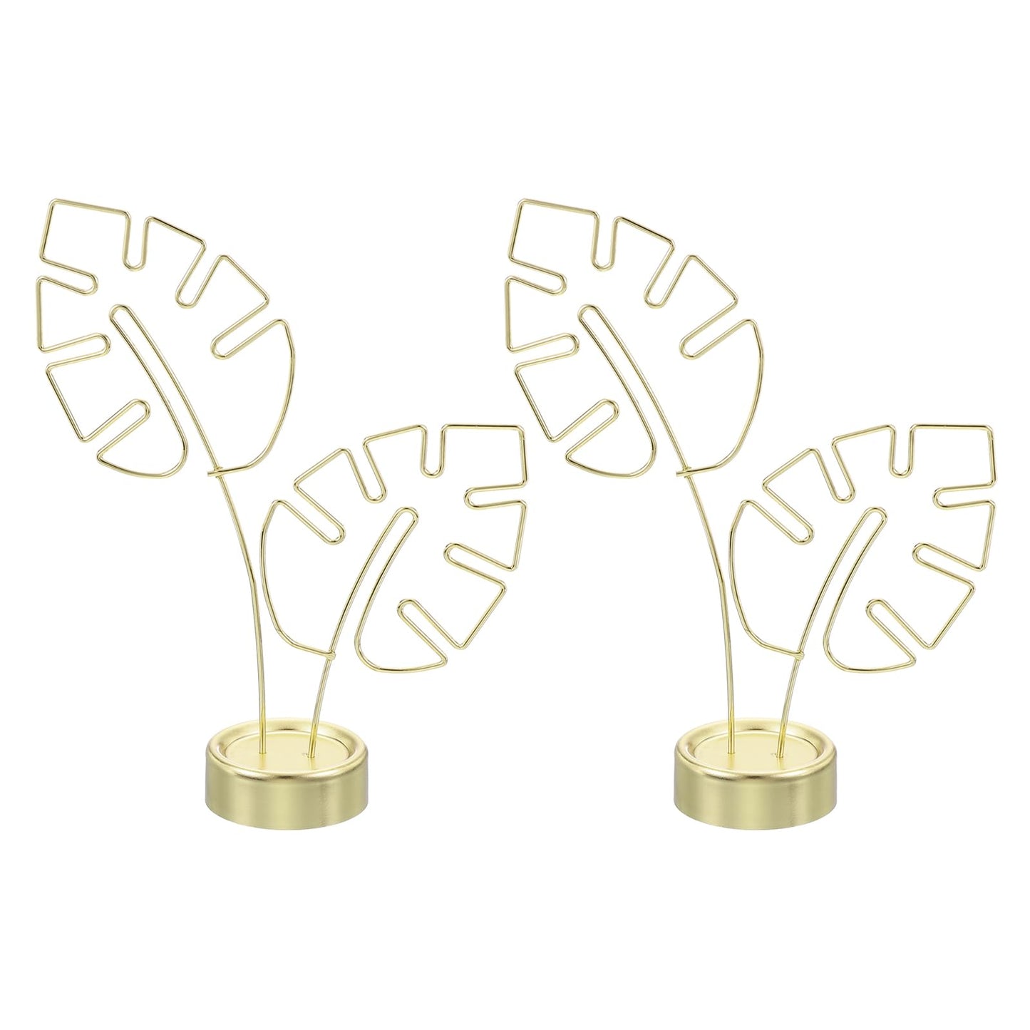 PATIKIL Monstera Memo Clip, 2 Pcs Table Card Holder Message Note Cards Display Photo Display Stand for Memo Paper Photo Wedding Desk Office Home Store Supplies, Gold Tone