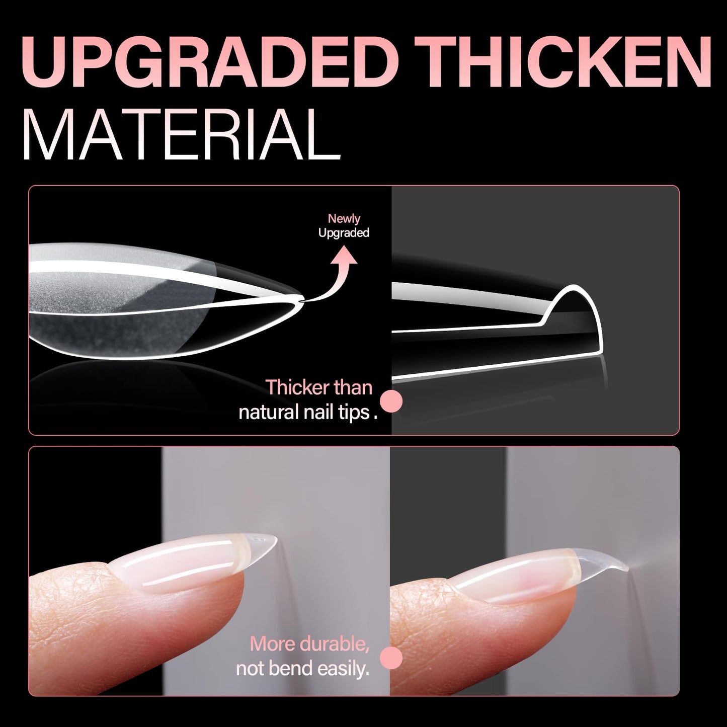 AILLSA Short Almond Nail Tips - Thickened Pre-shaped False Nail Tips Short Almond Shaped Half Matte Nails Tips, Fake Nails Extension 450pcs 15 Sizes with Storage Box