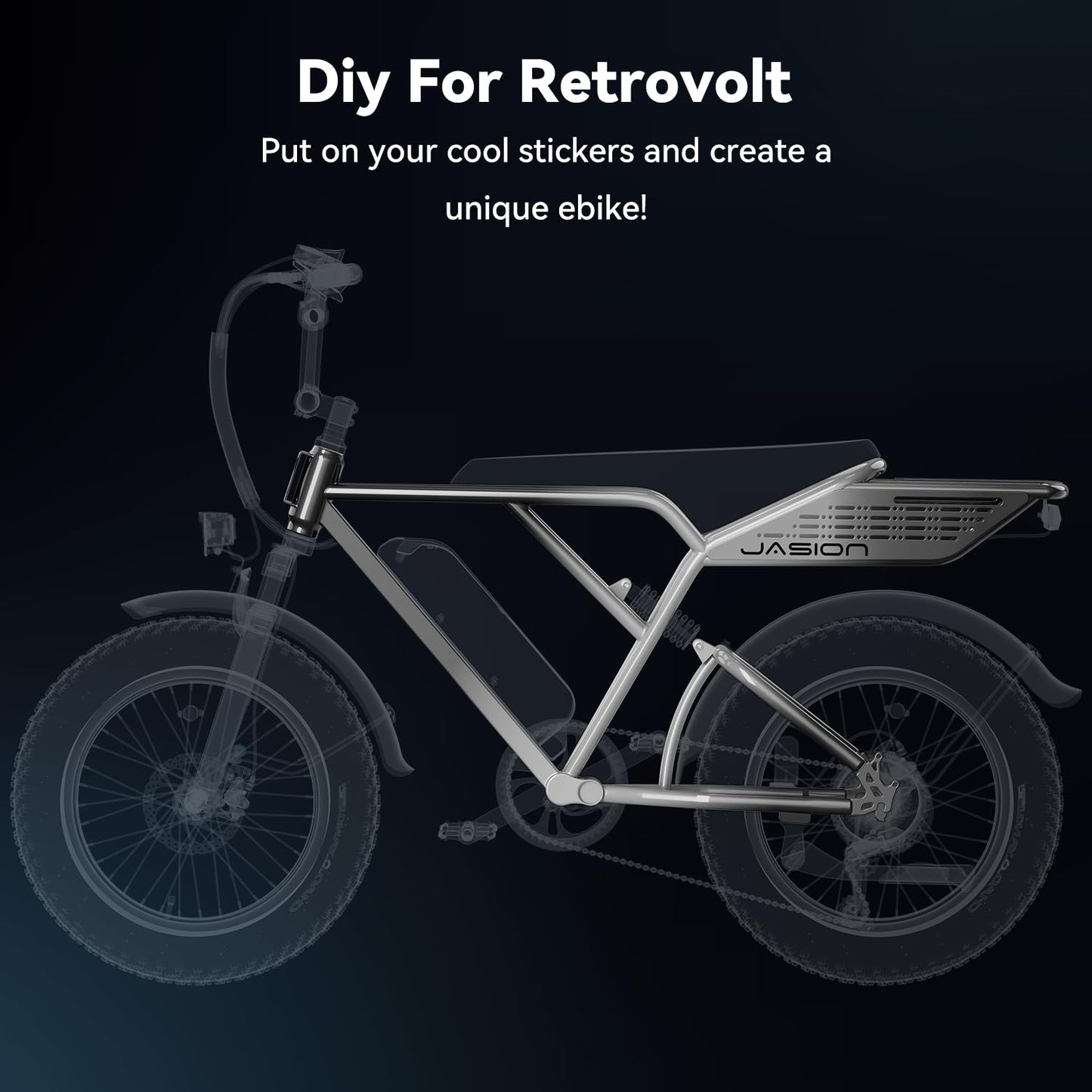 Jasion RetroVolt Electric Bike for Adults, 2000W Peak - 30MPH Electric Dirt Bike, 48V 13AH Battery, 70Miles Max Range Electric Motorcycle, 20'' X 4'' Fat Tire All-Terrain E-Bike