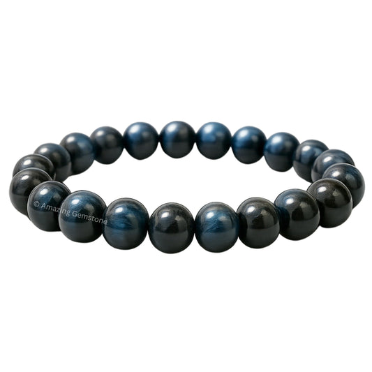 Amazing Gemstone Crystal Bracelet for Women Men's Gifts - Protection Healing Crystal Bracelet - 8mm Gemstone Beaded Stretchable Bracelet Pulseras Para Hombres Mujer Stocking Stuffers Mothers Day Gift (Blue Tiger Eye)