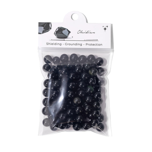 Raicegs 100pcs 8mm Obsidian Beads Natural Gemstone Beads Round Loose Beads for Jewelry Making DIY Bracelets Necklace