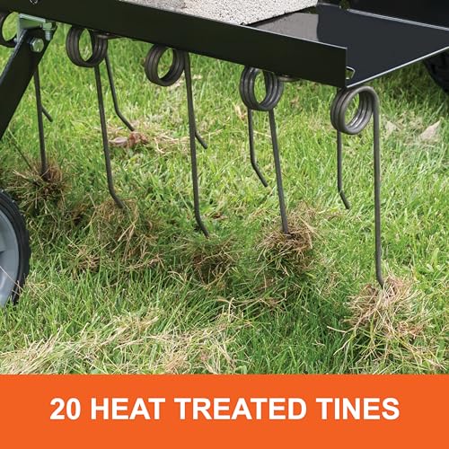 Agri-Fab 45-0294 40in Tow Behind Lawn Dethatcher, 20 Durable Spring Steel Tines Lawn dethatcher, Designed to pull behind Lawn and Garden Tractors, Black