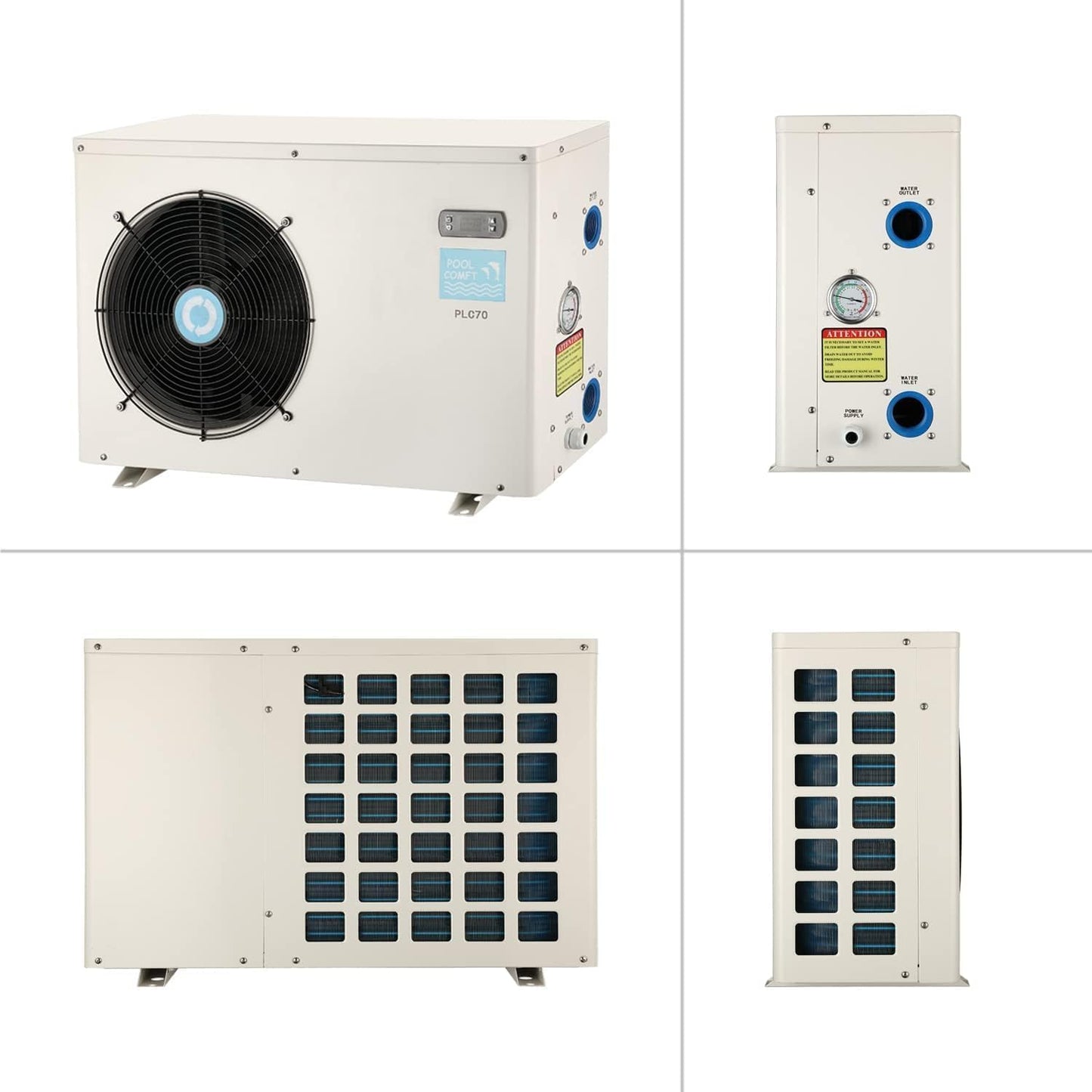 20000 BTU Swimming Pool Heat Pumps, Electric Pool Heater for 6000 Gallons Above Ground Pools and Inground Pool, 120V/60Hz Plug-in Pool Warmers