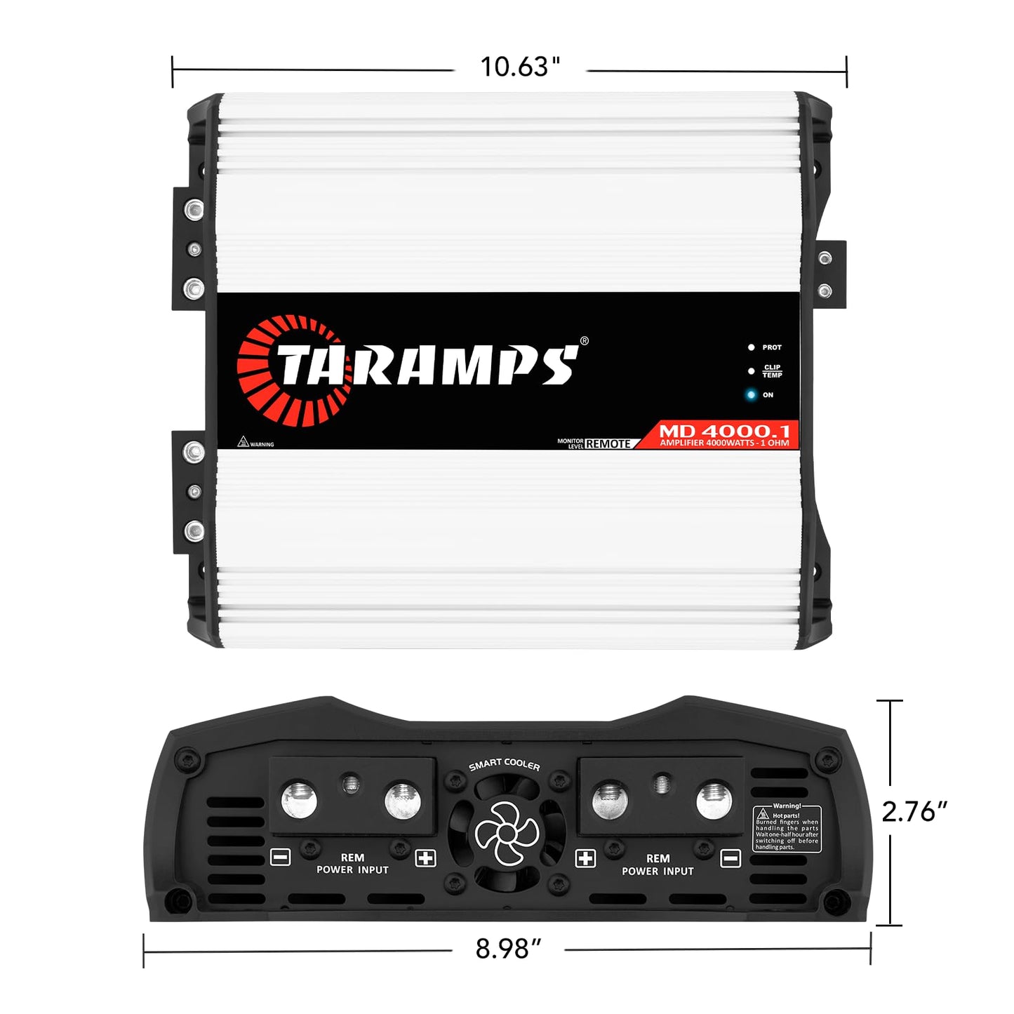 Taramps MD 4000.1 1 Ohm Car Audio Amplifier, 4000W RMS Full Range Digital Monoblock Class D Mosfet Amp, Crossover High/Low Pass Filter, Bass Boost, Gain Control LED Power Indicator, High Performance