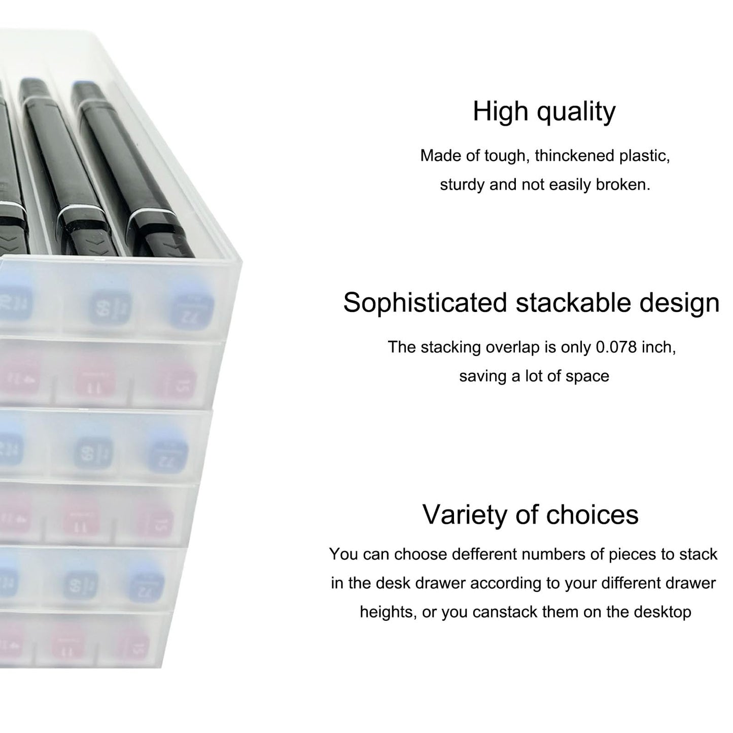 FASTRYF Desk Drawer Organizer, Pen Holder Tray Pen Storage with Fountain Pen, Pencil, Marker, Crayon, Chalk, Nail Art Tools for Office, Craft Room - 2pack