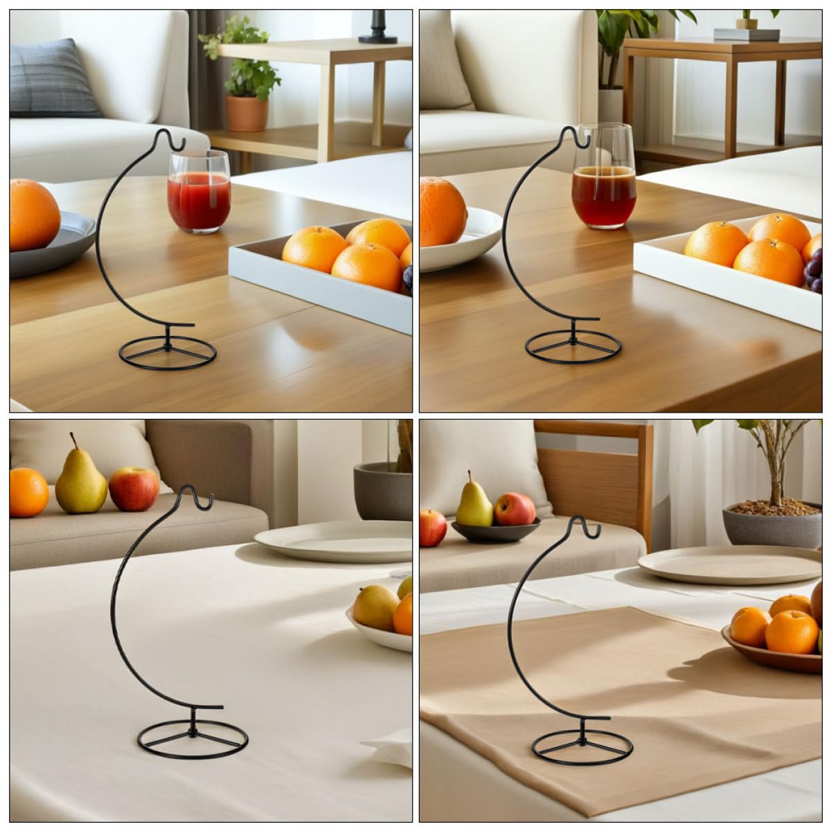 NUOBESTY 2pcs Moon-shaped Hanging Ornament Display Stand Iron Hook Rack for Air Plants Tillandsia Planter Holder Home Decoration Indoor Use