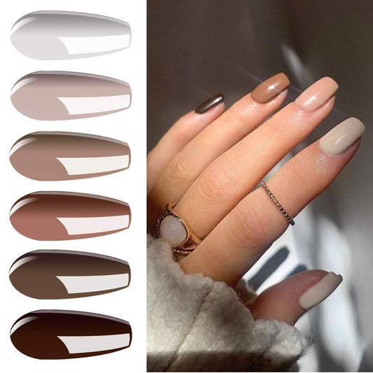 Vishine Gel Nail Polish Set of 6 Nude Beige Colors UV LED Soak Off Gel Nail Polish Set Nail Art Gift Starter Kit 8ml