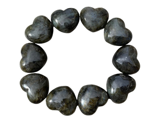 Labradorite Gemstone Hearts, Polished Labradorite Puffy Hearts, Labradorite Crystal Palm Stone, Labradorite Healing Crystal Hearts (1 Heart)