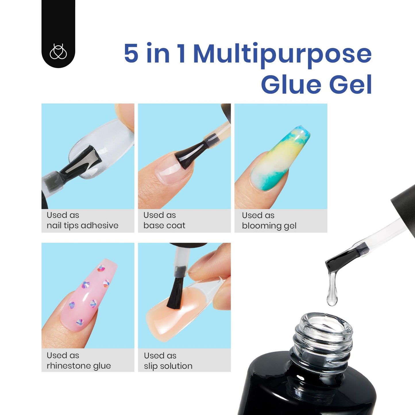 Beetles Gel Nail Kit Clear, Almond Medium, 500pcs 10 Sizes, with 9 in 1 Glue Mini Nail Lamp, Fall Nails, Full Cover Easy Nail Extension Set for Home DIY Salon Gift for Girls